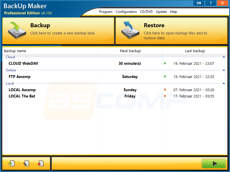 數(shù)據(jù)備份工具 | ASCOMP BackUp Maker Pro v8.317 綠色便攜版
