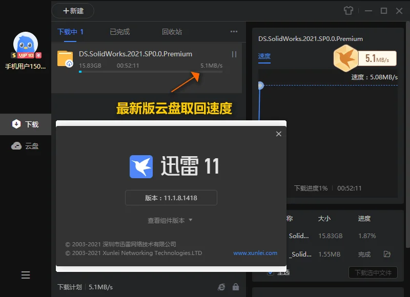 迅雷11 v12.4.7.3850绿色精简版