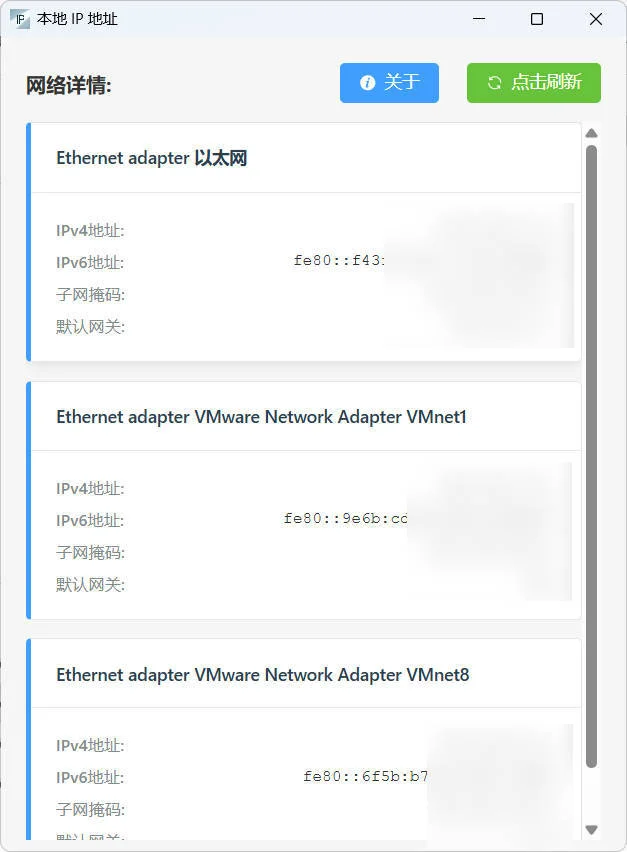 本地网络IP查看小工具 绿色版