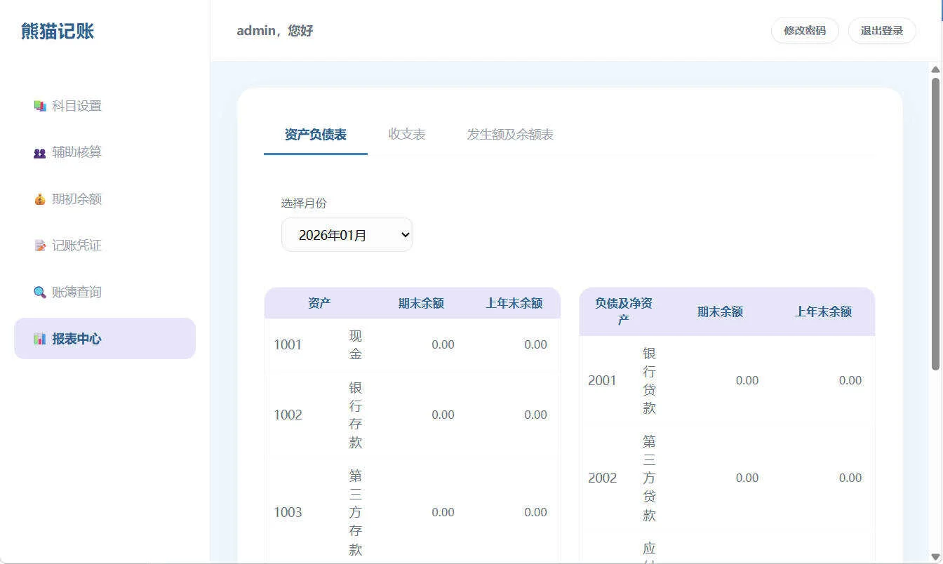 Web個(gè)人復(fù)式記賬工具熊貓記賬V1.0