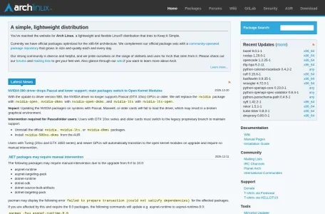 Arch Linux的网站截图