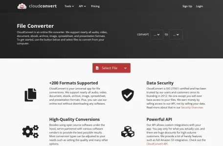 CloudConvert的网站截图