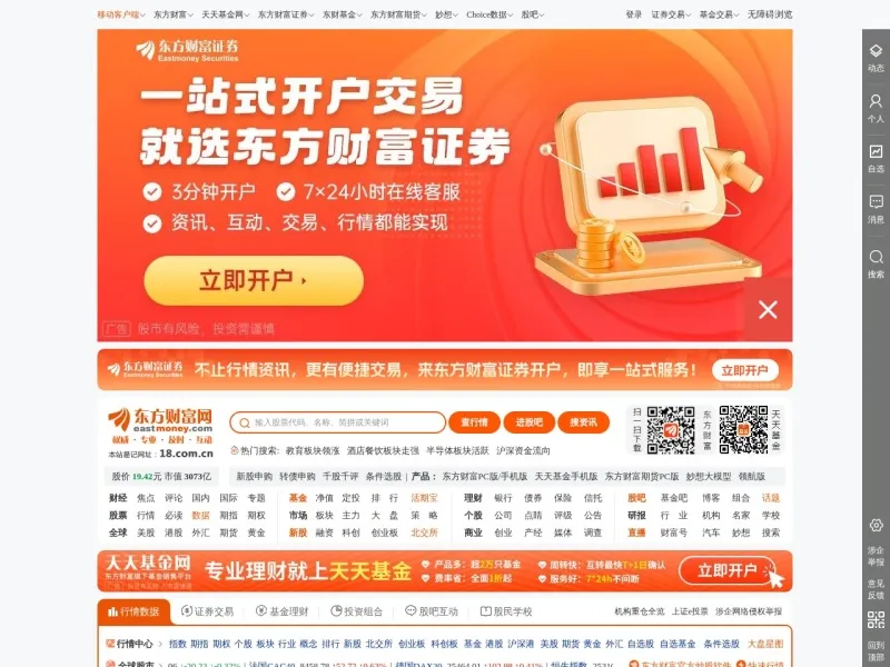 东方财富网的网站截图