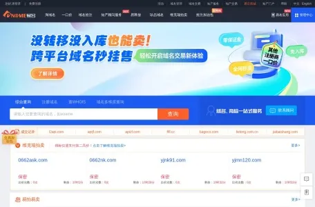 易名中国域名交易平台的网站截图
