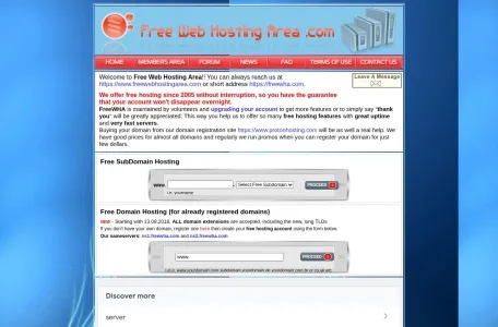 Free Web Hosting Area的网站截图