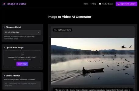 Image to Video的网站截图