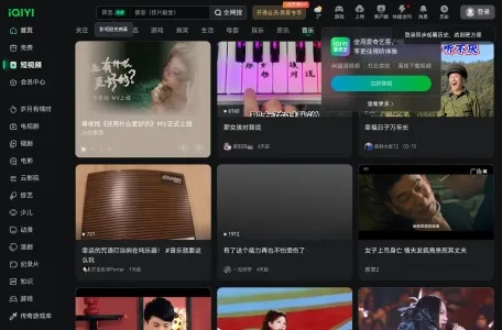 爱奇艺音乐的网站截图