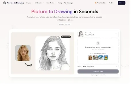 Picture to Drawing AI的网站截图