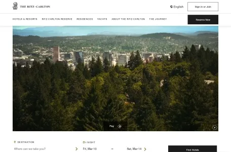 丽思卡尔顿酒店官网的网站截图