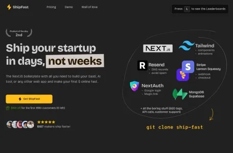 ShipFast的网站截图