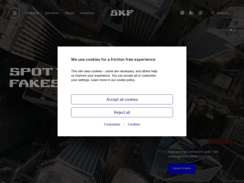 SKF官网的网站截图