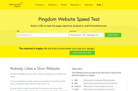Pingdom Tools的网站截图