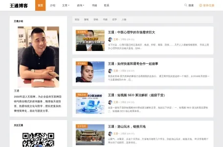 王通博客的网站截图