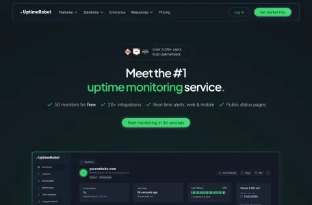 UptimeRobot的网站截图