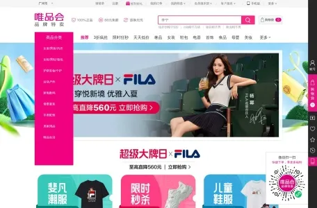 唯品会的网站截图