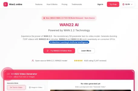 WAN22 AI的网站截图