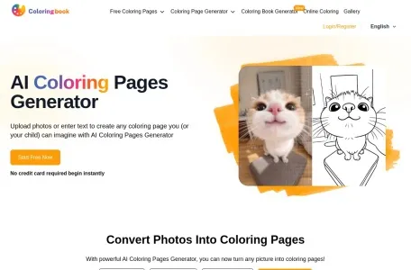 ColoringBook AI免费打印填色页的网站截图