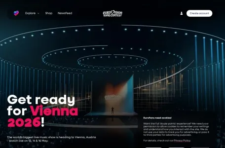 欧洲歌唱大赛的网站截图