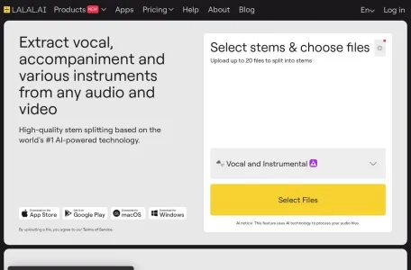 LALAL.AI的网站截图