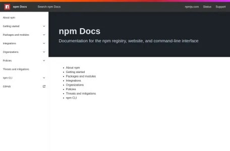 npm 中文网的网站截图