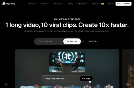 OpusClip的网站截图