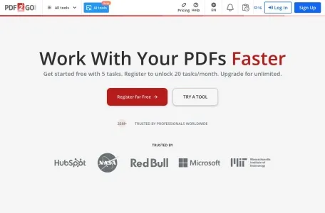 PDF2GO的网站截图