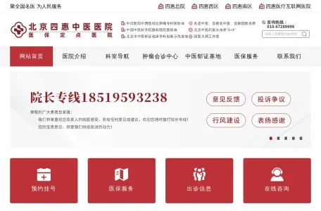 北京四惠中医医院的网站截图