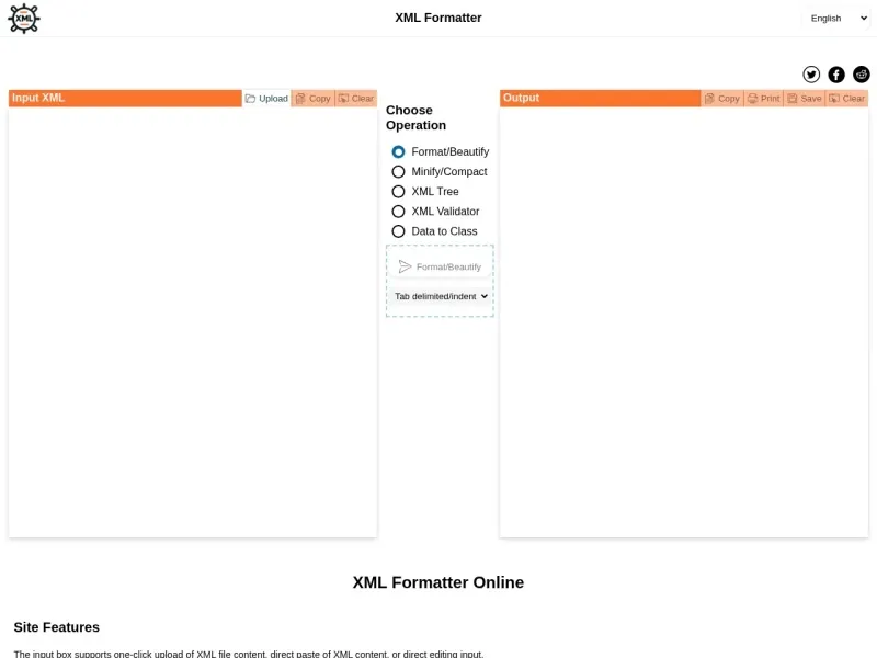 XML在线格式化工具的网站截图